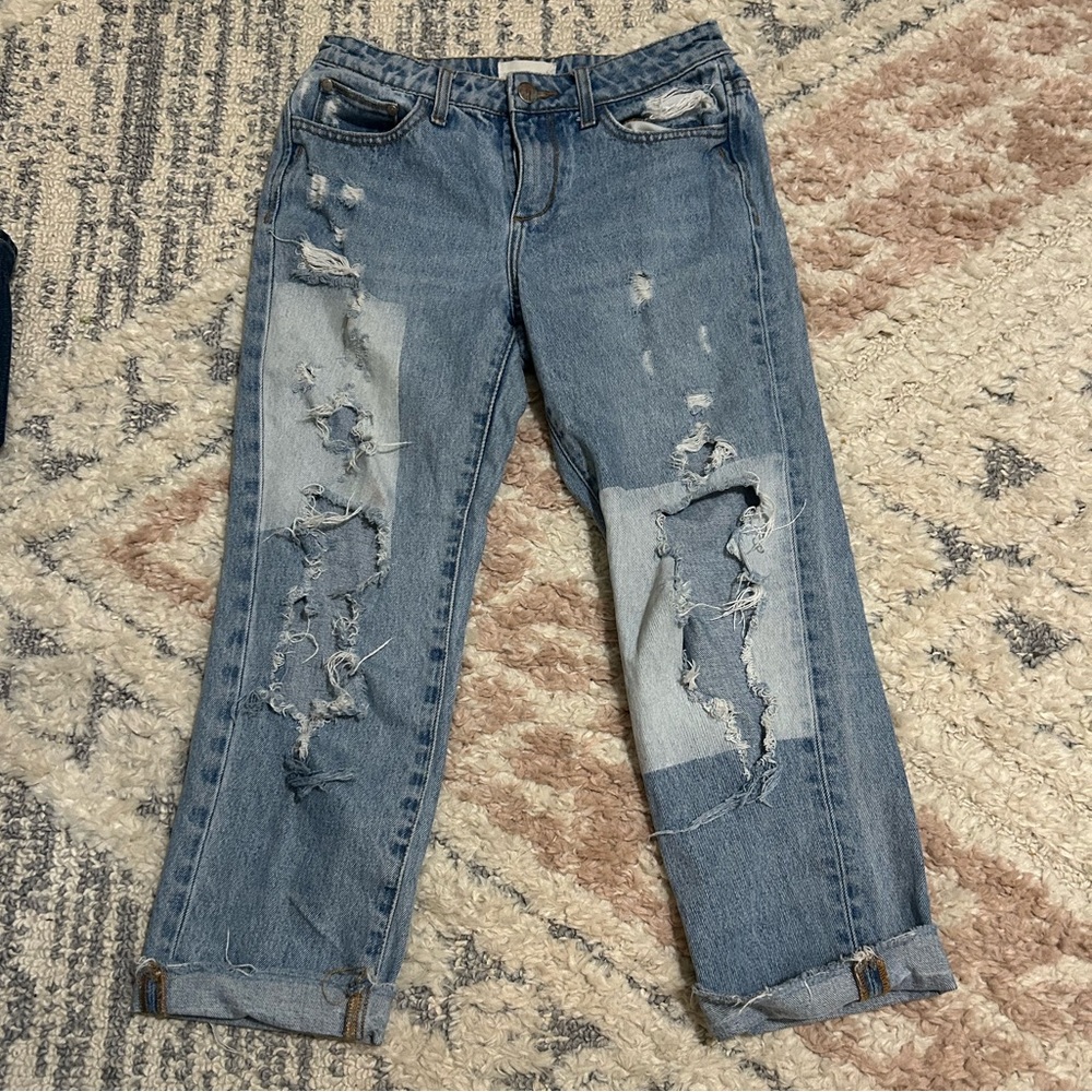 Gilded Intent Distressed Boyfriend Lightwash Jeans